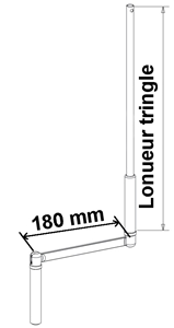 Tringle oscillante Aluminium Blanche Ø13 mm | Largeur 1300mm | Bras de 180mm