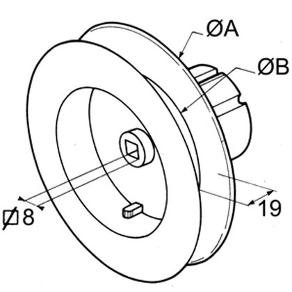 Poulies à embout pour tube ZF64 Ø123 mm