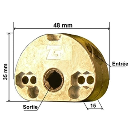 Mini treuil pour store - entrée hexa 6mm - sortie carré 7mm