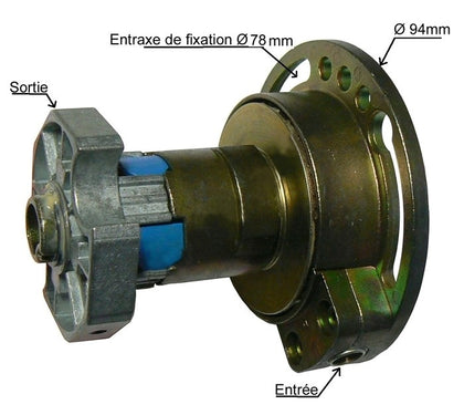 Treuil débrayable gauche rapport 1/4 - Sortie tube octo de 60 mm