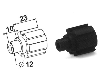 Mozzo con innesto a denti con perno da 12 mm di diametro