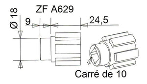 Moyeu crabot carré de 10 pour treuil ZFC181