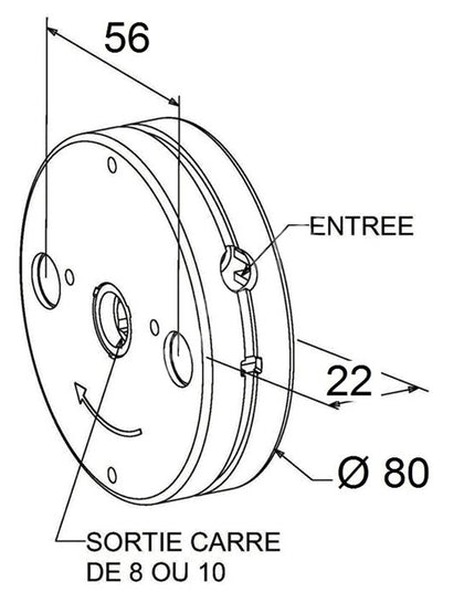 Treuil minivis épaisseur 22 mm - entrée carré de 6mm - Avec FDC