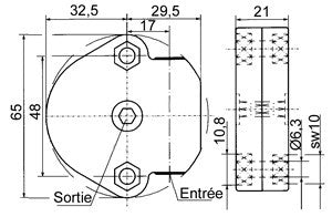 Treuil à vis avec fin de course rapport 1/6 avec tige  Entrée hexa de 6 - sortie tige hexa de 10