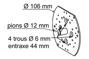Plaque adaptation refoulement réduit avec pion Ø 12