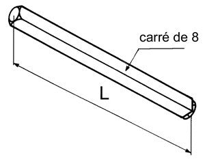 Axe hors joue carré de 8 mm