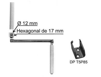 Manivelles acier pour tringle Ø 12 - bras rond de 190 mm - poignée gris clair