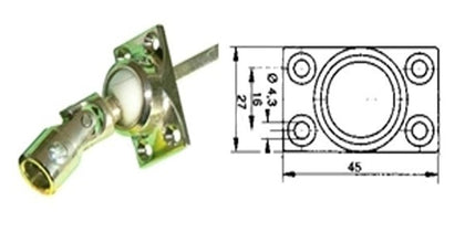 Sortie de caisson à 45° platine zamac 4 trous 45 x 27