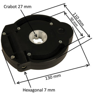 Treuil à vis sans fin, avec fin de course -  entrée hexagonale de 7 - sortie crabot