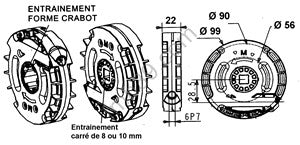 Treuil technivis entrée hexa 7 mm - avec FDC - Sortie carré de 10 mm