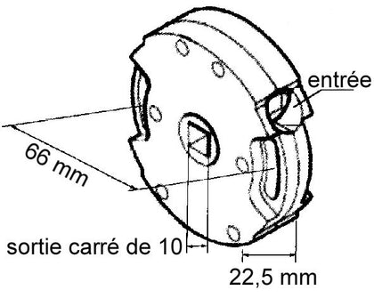 Treuil ACE avec fin de course - entrée carré de 8 mm – sortie carré de 10 mm