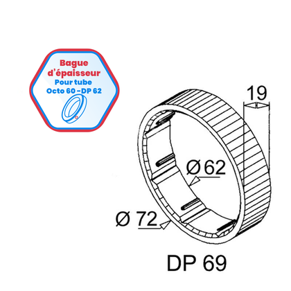 Bagues d'épaisseur DP62 et octo de 60