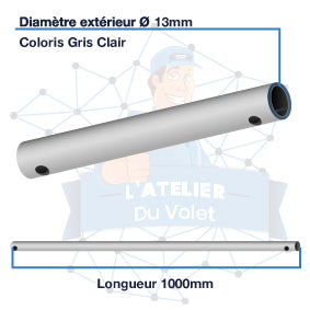 Tringle acier gainé PVC coloris gris clair Ø13 mm | Lg 1000mm