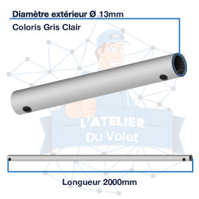 Tringle acier gainé PVC coloris gris clair Ø13 mm | Lg 2000mm