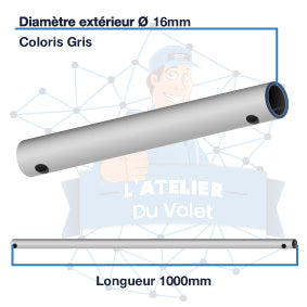 Tringle acier gainé PVC coloris gris Ø 16 mm | Lg 1000mm