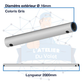 Tringle acier gainé PVC coloris gris Ø 16 mm | Lg 2000mm