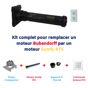 Pack Moteur Somfy pour remplacement d'un moteur Bubendorff + Commande RTS