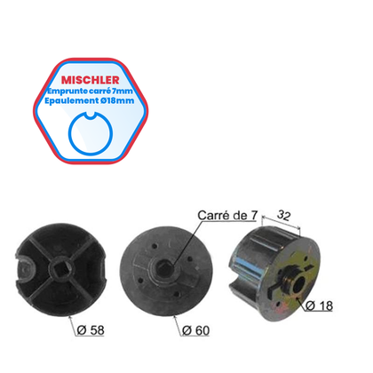 Embout côté manoeuvre pour tube Ø 60 à goutte