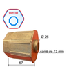 Embout octo de 60 alu carré de 13 rentrant