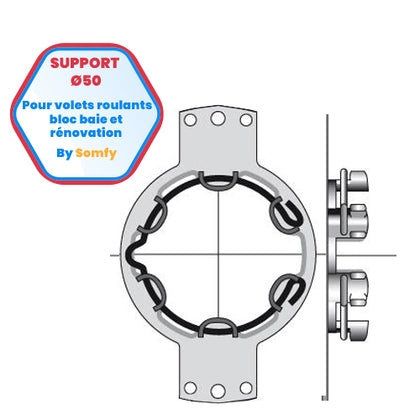 Support SOMFY Ø 50 pour bloc baie et rénovation