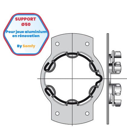 Support Ø 50 pour joue aluminium en rénovation