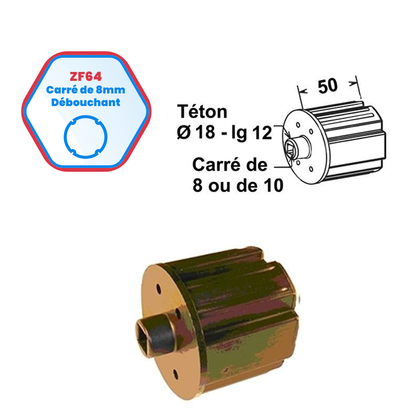 ZF64 Bits 8 mm Vierkant Vierkant 8 durchgehend