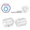 Embout pour tube octo de 60 avec crabot femelle