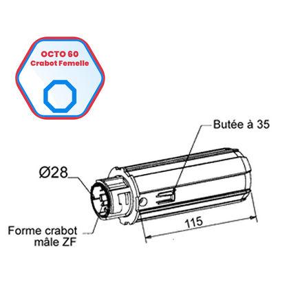 Embout escamotable pour poulie ZF