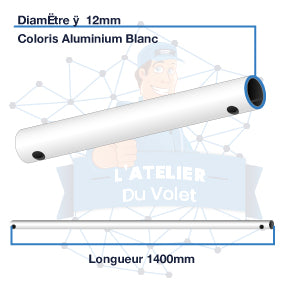 Tringle ronde (seule) Aluminium blanc Ø12mm | Longueur 1400mm