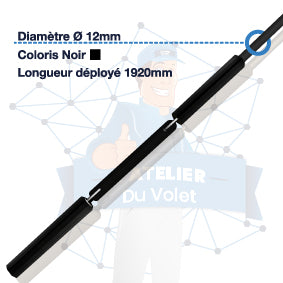 Schwarzer Schwingstab Ø12 mm | Breite 1920 mm