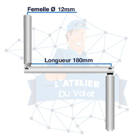 Manivelle Selectalu blanche Ø12mm | Largeur 180 mm