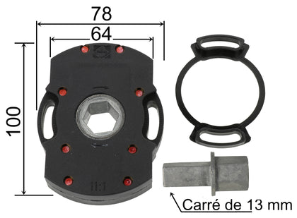 Treuil ACE avec fin de course - Entrée carré de 8 mm - Sortie hexa de 19 - Couronne zamac